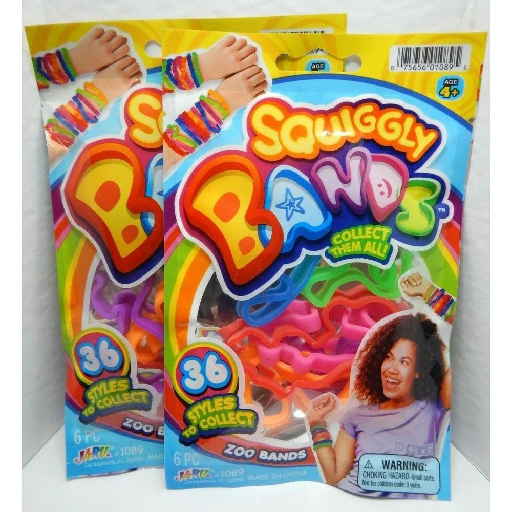New Lot of 6 Squiggly Bands Zoo Farm Lift Bands Kids Toy Bracelet Craft‎